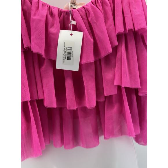 Entro Hot Pink Tiered Ruffle Tank Top Tulle Ribbon Straps Women’s Size Medium - Picture 5 of 10